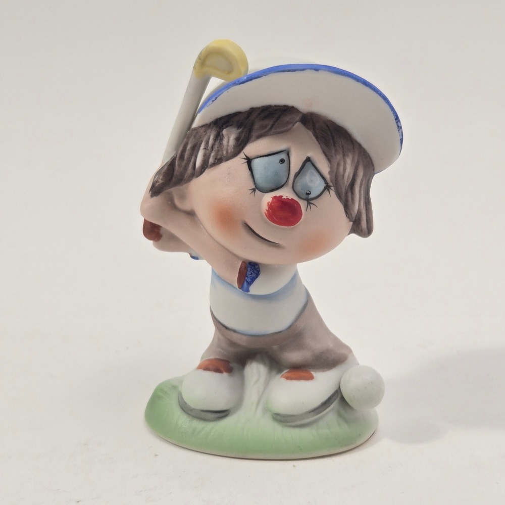 Vintage 1975 Arnart Imports Crown Royal Hand Painted Golfing Clown Figurine